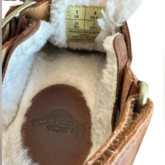Dr Martens Brown Sherpa Sling Slides Shoes