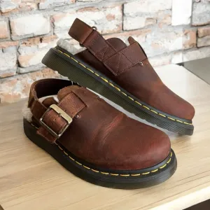 Dr Martens Brown Sherpa Sling Slides Shoes