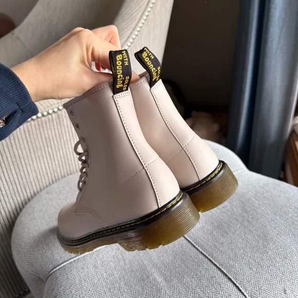 Dr. Martens Cream Combat Boots with Lace-Up Design