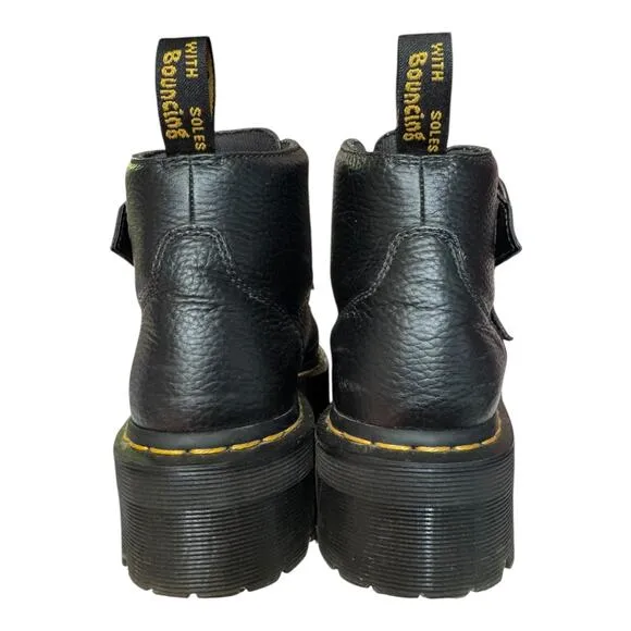 Dr. Martens Denon Flower Buckle Platform Boots Black Size 8
