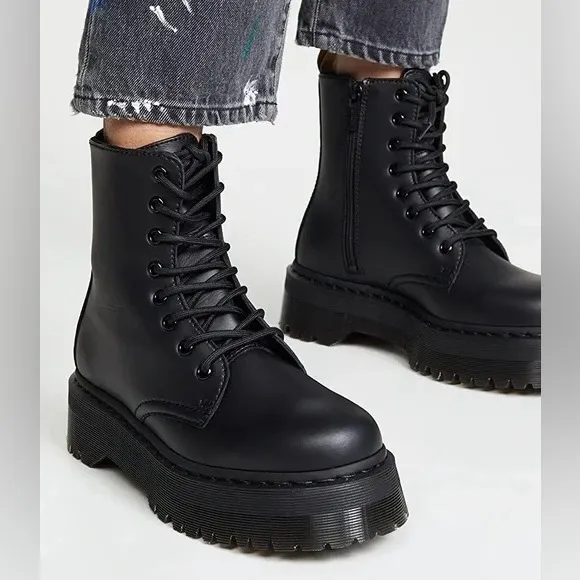 Dr. Martens Jadon II Mono Black Vegan Leather Platform Chunky Combat Boots