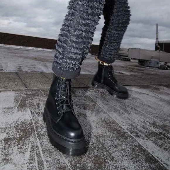 Dr. Martens Jadon II Mono Black Vegan Leather Platform Chunky Combat Boots