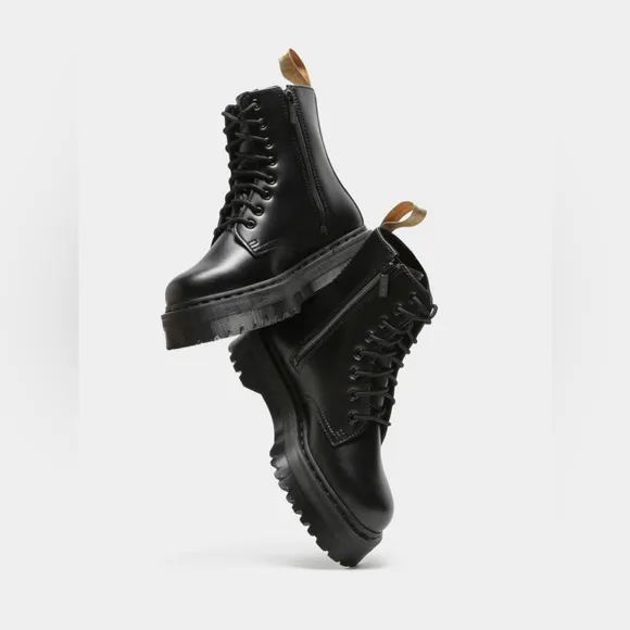 Dr. Martens Jadon II Mono Black Vegan Leather Platform Chunky Combat Boots