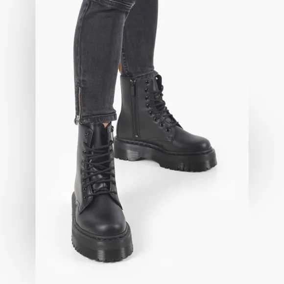 Dr. Martens Jadon II Mono Black Vegan Leather Platform Chunky Combat Boots