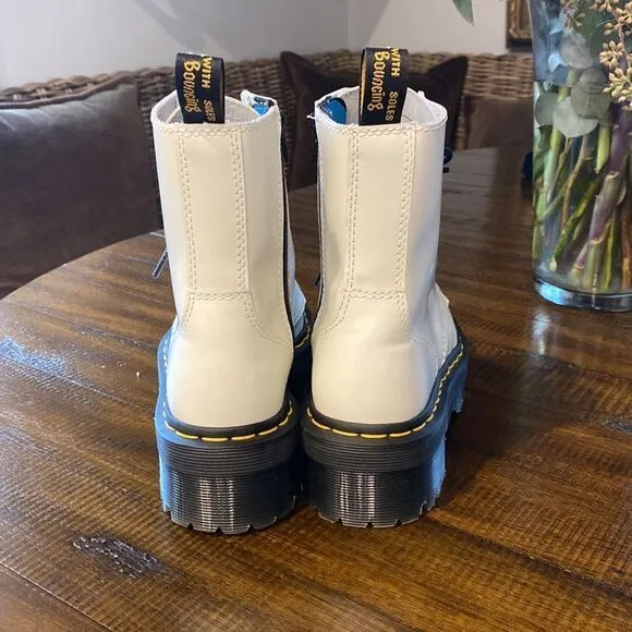 Dr. Martens Jadon Smooth White Chunky Sole Platform Boots