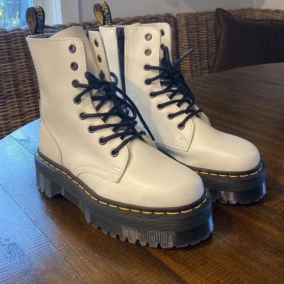 Dr. Martens Jadon Smooth White Chunky Sole Platform Boots