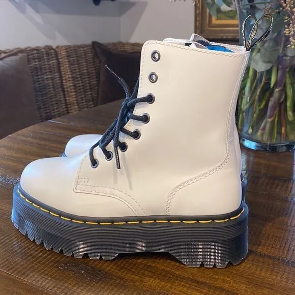 Dr. Martens Jadon Smooth White Chunky Sole Platform Boots