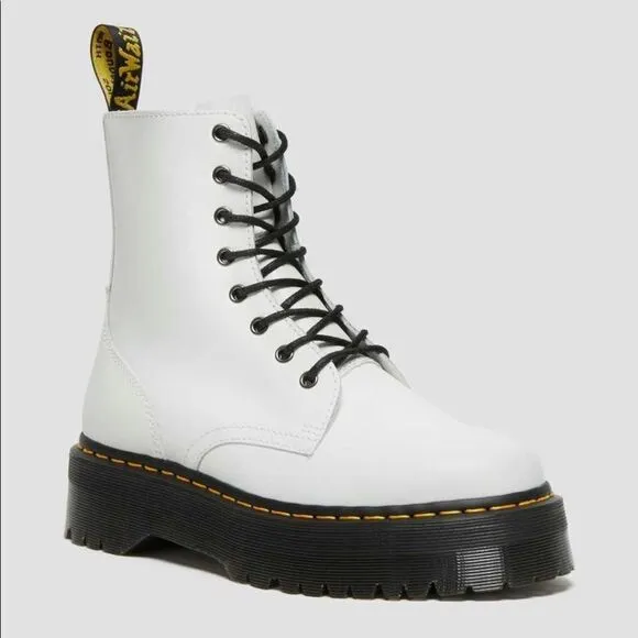 Dr. Martens Jadon Smooth White Chunky Sole Platform Boots