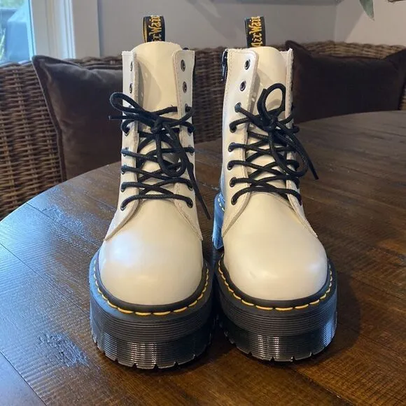 Dr. Martens Jadon Smooth White Chunky Sole Platform Boots