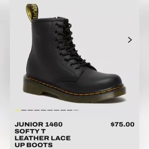 Dr. Martens Junior Softy T leather lace up boots iconic classic black leather