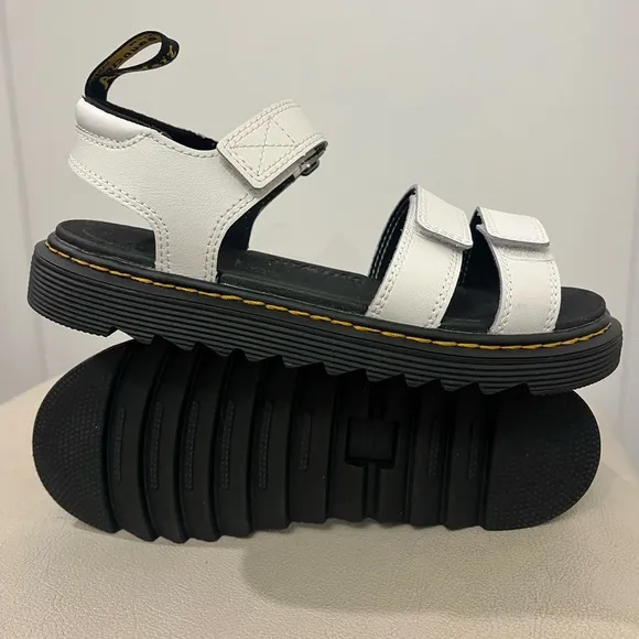 DR. MARTENS Klaire White Leather Strappy Sandals Big Girls Size 7