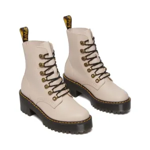 Dr. Martens Leona Platform Leather Boots Womens 8 Vintage Taupe