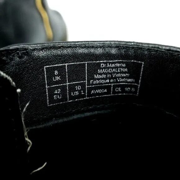 Dr. Martens Magdalena Black Leather Chunky Heel Zip Up Chelsea Boots Women 10