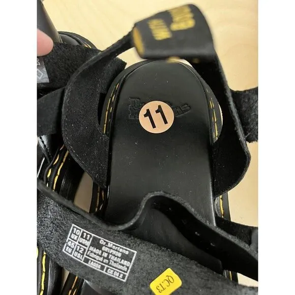 DR MARTENS MEN's 11 GRYPHON DOUBLE STITCH BRANDO BLACK LEATHER SANDALS NEW