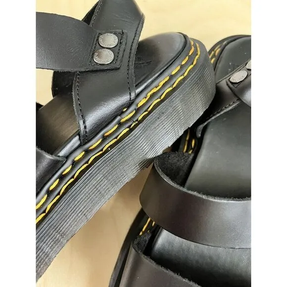 DR MARTENS MEN's 11 GRYPHON DOUBLE STITCH BRANDO BLACK LEATHER SANDALS NEW