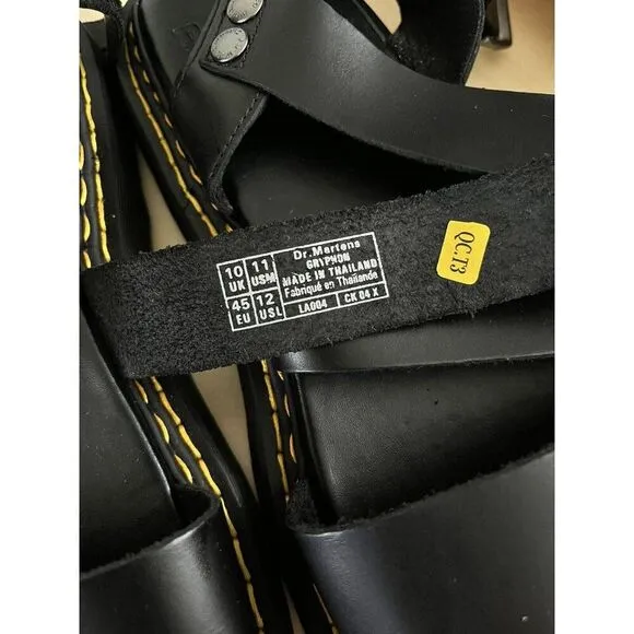 DR MARTENS MEN's 11 GRYPHON DOUBLE STITCH BRANDO BLACK LEATHER SANDALS NEW