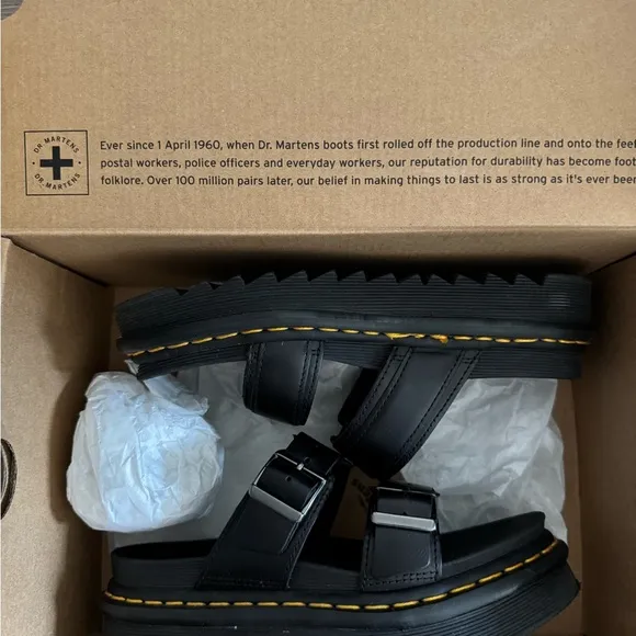 Dr. Martens Myles Platform Black Leather Sandals