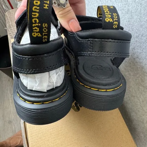 Dr Martens Sandals Girls Size 1 Klaire Black Leather Strap New In Box Chunky