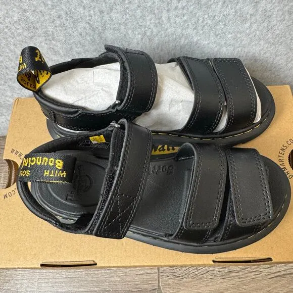 Dr Martens Sandals Girls Size 1 Klaire Black Leather Strap New In Box Chunky