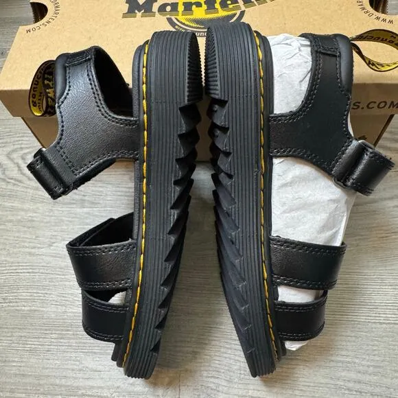 Dr Martens Sandals Girls Size 1 Klaire Black Leather Strap New In Box Chunky