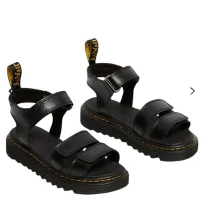 Dr Martens Sandals Girls Size 1 Klaire Black Leather Strap New In Box Chunky