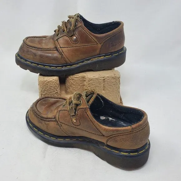Dr Martens Vintage 8446 Brown Leatber England Bex Chunky Boots Shoes Size Uk 2