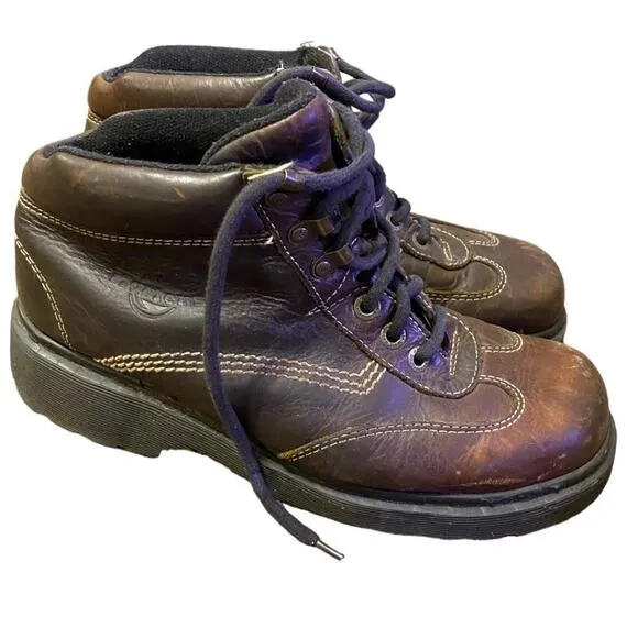 DR. MARTENS vintage rare short chunky leather boots made in england - men's 10