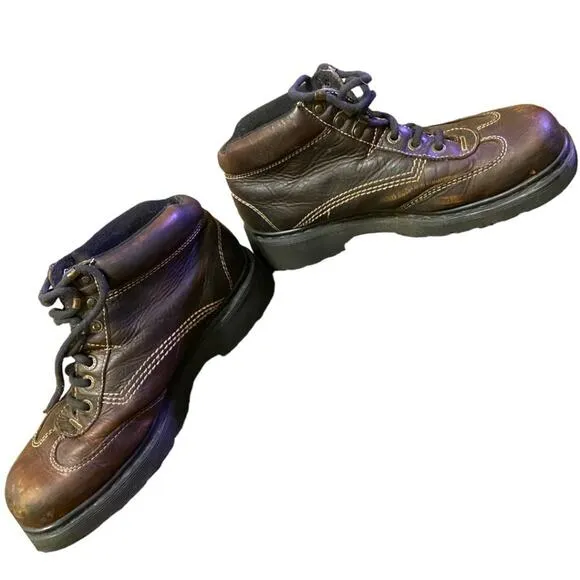 DR. MARTENS vintage rare short chunky leather boots made in england - men's 10