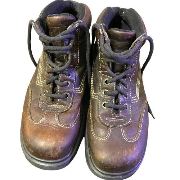 DR. MARTENS vintage rare short chunky leather boots made in england - men's 10