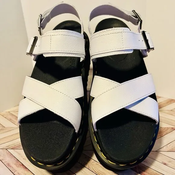 Dr. Martens Voss II Quad Women's 10 White Leather Platform Slingback Sandals