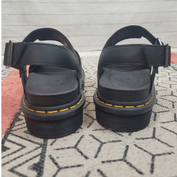 Dr. Martens Voss Leather Strap Sandals in Black, sz 10