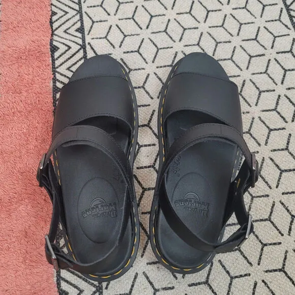 Dr. Martens Voss Leather Strap Sandals in Black, sz 10