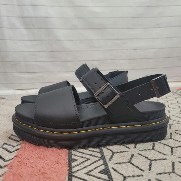 Dr. Martens Voss Leather Strap Sandals in Black, sz 10