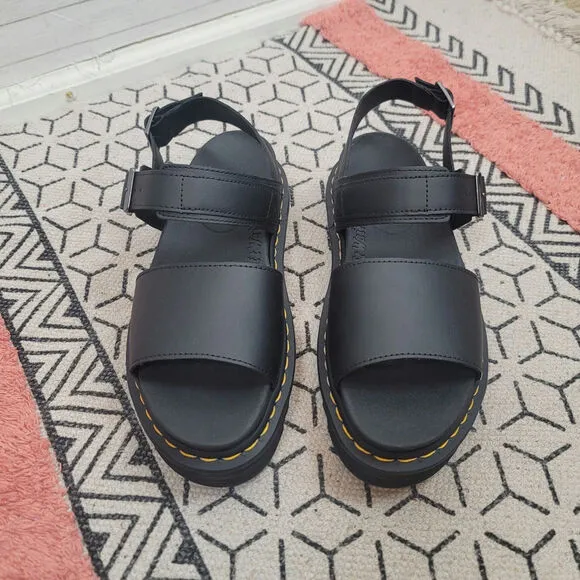 Dr. Martens Voss Leather Strap Sandals in Black, sz 10