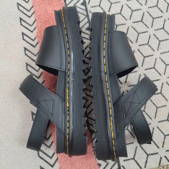 Dr. Martens Voss Leather Strap Sandals in Black, sz 10