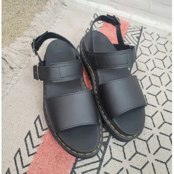 Dr. Martens Voss Leather Strap Sandals in Black, sz 10