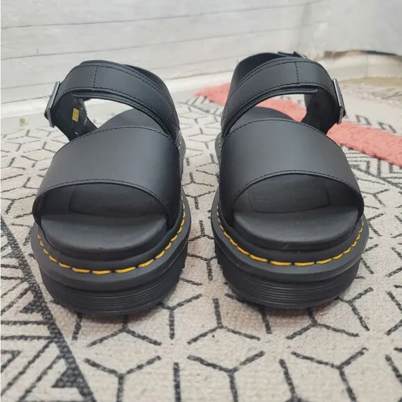 Dr. Martens Voss Leather Strap Sandals in Black, sz 10