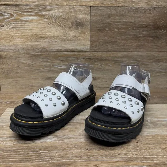 Dr. Martens Voss White Leather Studded Sandals Women's Size 9