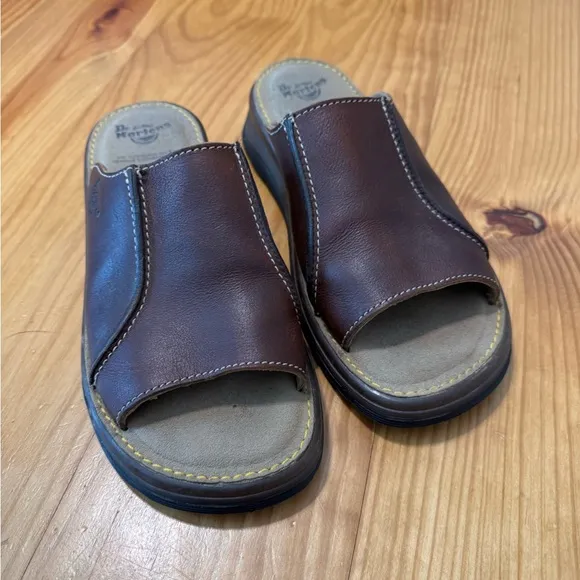 Dr. Martens Vtg Air Wair Womens US 6 Open Toe Mule Brown Leather Sandal 8A52