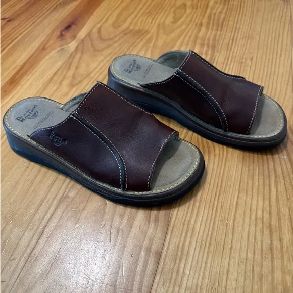 Dr. Martens Vtg Air Wair Womens US 6 Open Toe Mule Brown Leather Sandal 8A52