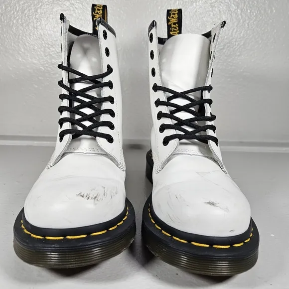 Dr. Martens White Patent Leather Ankle Boots Size 6
