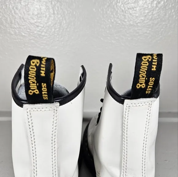 Dr. Martens White Patent Leather Ankle Boots Size 6