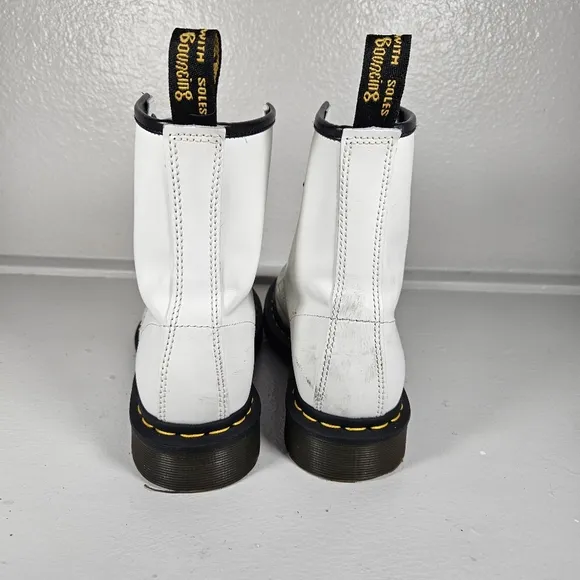 Dr. Martens White Patent Leather Ankle Boots Size 6