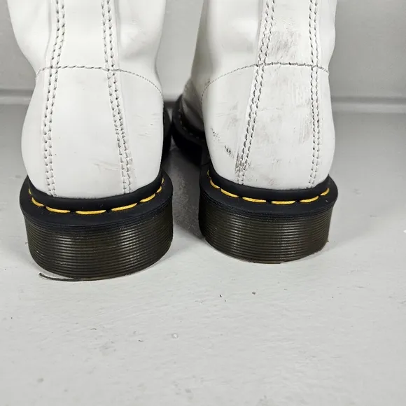 Dr. Martens White Patent Leather Ankle Boots Size 6