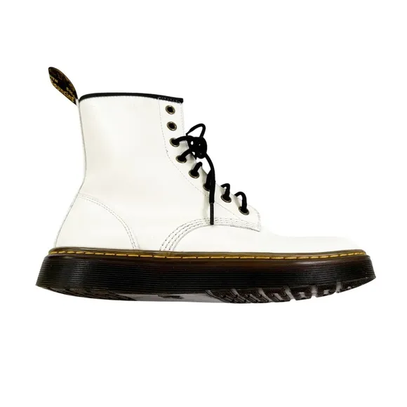 Dr. Martens Women’s White Leather Zavala 8 Eye Lace Up Combat Boots Size 7