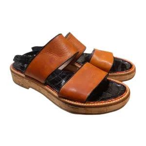 DRIES VAN NOTEN | Brown   Black Leather Slingback Sandals in Size EU 38.5 / US 8