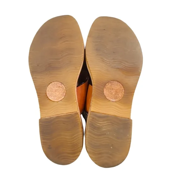 DRIES VAN NOTEN | Brown   Black Leather Slingback Sandals in Size EU 38.5 / US 8