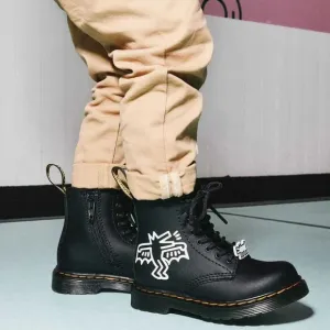 DR MARTENS X KEITH HARING 1460Y BOOTS TODDLER SIZE 2 KIDS‎ LEATHER LACE UP PRINT