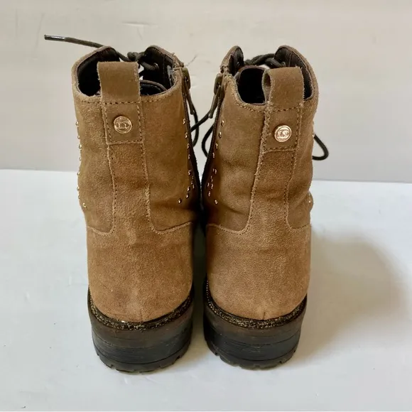 Dune London Prentice Star Studded Tan Biker Boots Size EU 39/US 8
