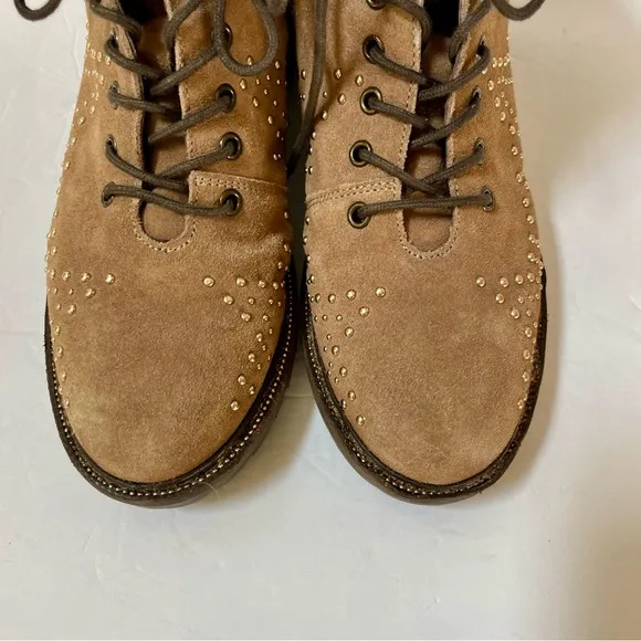 Dune London Prentice Star Studded Tan Biker Boots Size EU 39/US 8